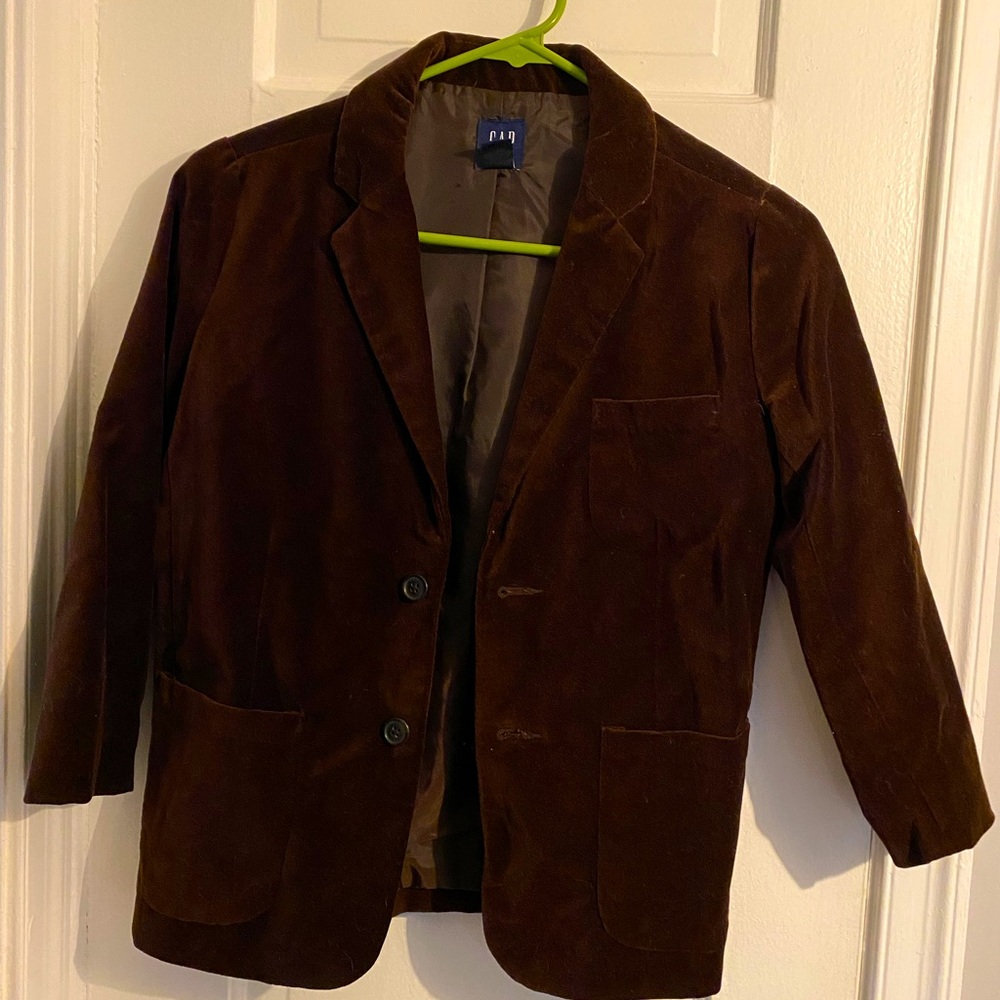 Kids rich brown velvet blazer. Gap size small.